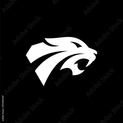 Geomatric Head Lion Logo Design Vector