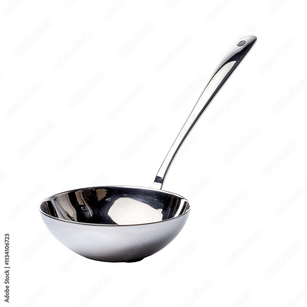 a silver ladle with a long handle a silver ladle with a long handle