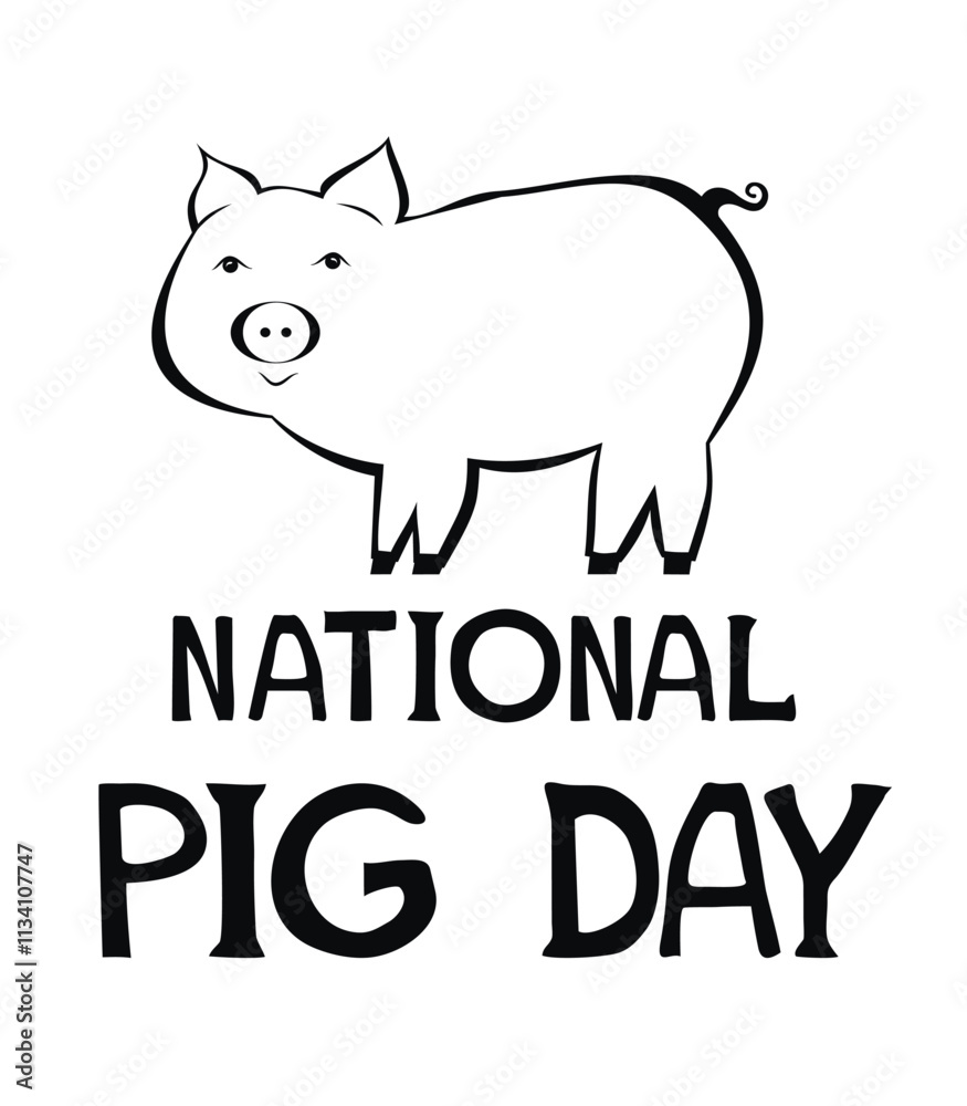 National Day of Pigs in the United States. March 1. Vector illustration.