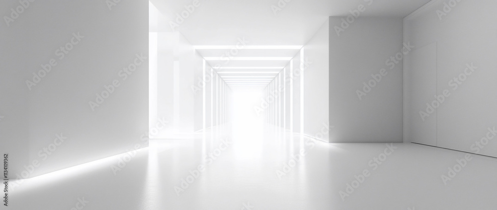 Bright white corridor with glowing lights. Bright white corridor with glowing lights.