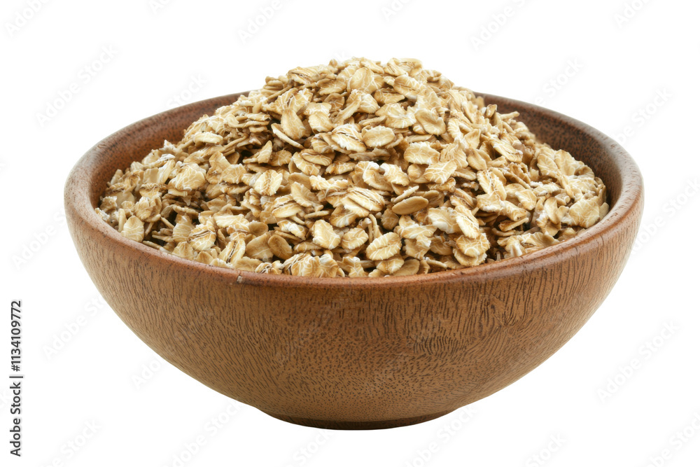 Oatmeal Fills Wooden Bowl Isolated on PNG Transparent Background Oatmeal Fills Wooden Bowl Isolated on PNG Transparent Background