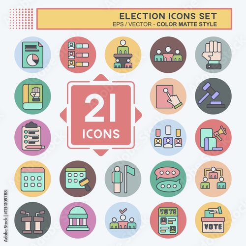 Icon Set Election. related to Education symbol. color mate style. simple design editable