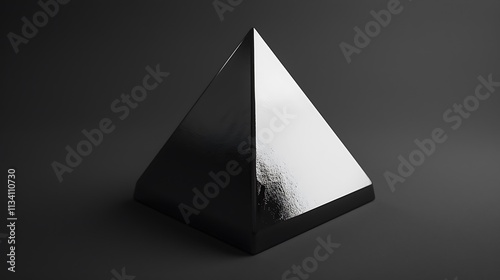 Free Download A shiny metallic pyramid reflecting light against a solid black backdrop - GFXLoad