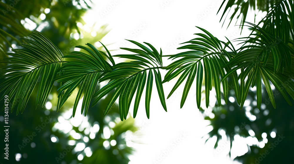 Fototapeta premium Palm leaf,summer green plant.tropical tree leaves,exotic foliage. coconut branch for party ,banner, fern.transparent, png