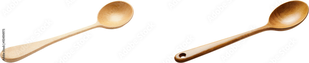 Two Wooden Spoons isolated on Transparent and White Background Two Wooden Spoons isolated on Transparent and White Background