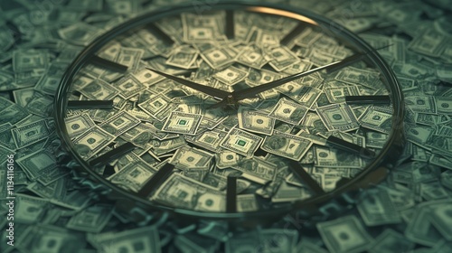 Currency Clock - A Reflection of Wealth and Time | Photorealistic Artwork Symbolizing the Fluidity of Money | Innovative Glitch Design