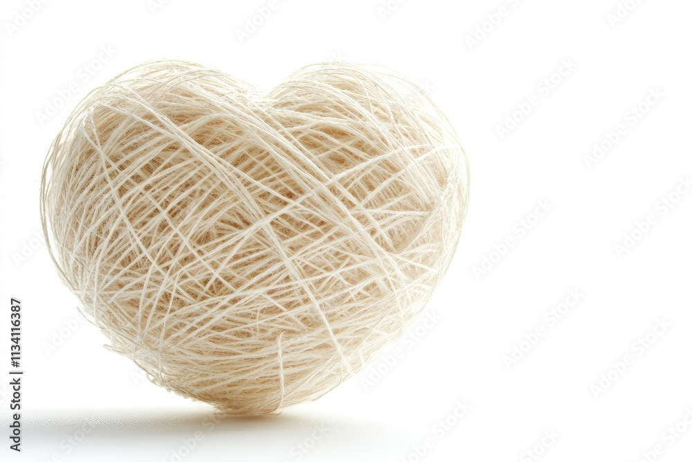 A heart-shaped bundle of twine symbolizes love and creativity. A heart-shaped bundle of twine symbolizes love and creativity.