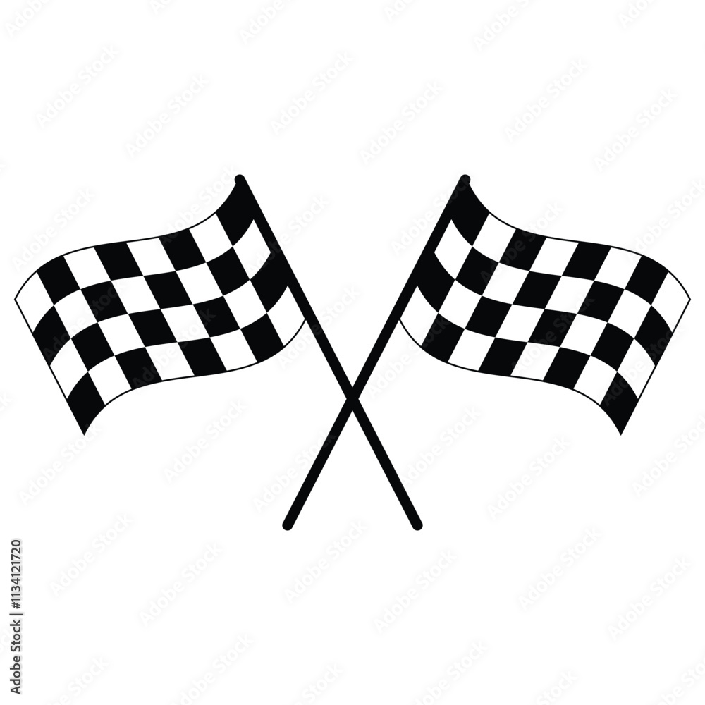 Fototapeta premium Checkered flag vector. Racing flag icon, symbol, vector. Race flag, checkered, sports, car, moto. Vector illustration.