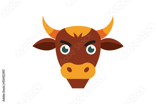 Print cartoon ox head vector art illustration.