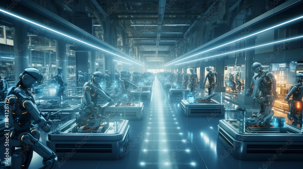 Fototapeta premium Cutting edge systems optimizing factory throughput and efficiency for seamless manufacturing and production processes Advanced automation and data driven intelligence enhancing industrial