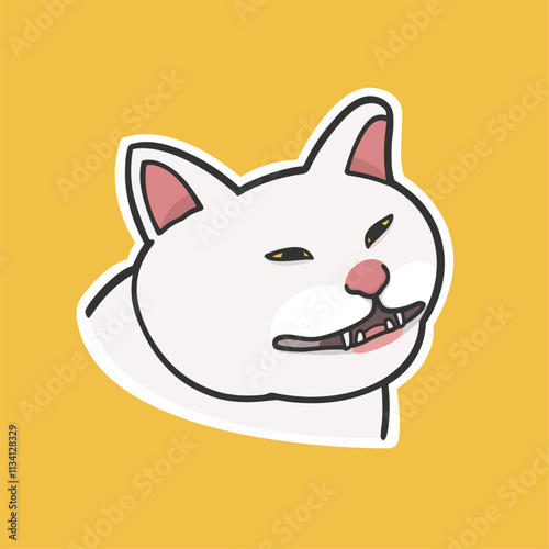 Smiling Cat Meme Sticker T-shirt Vector Cute Illustration