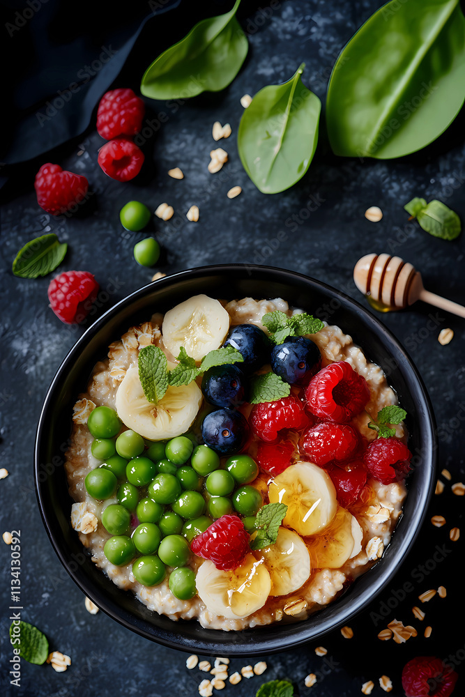 Wheat porridge with fruit, healthy and wholesome breakfast. Wheat porridge with fruit, healthy and wholesome breakfast.