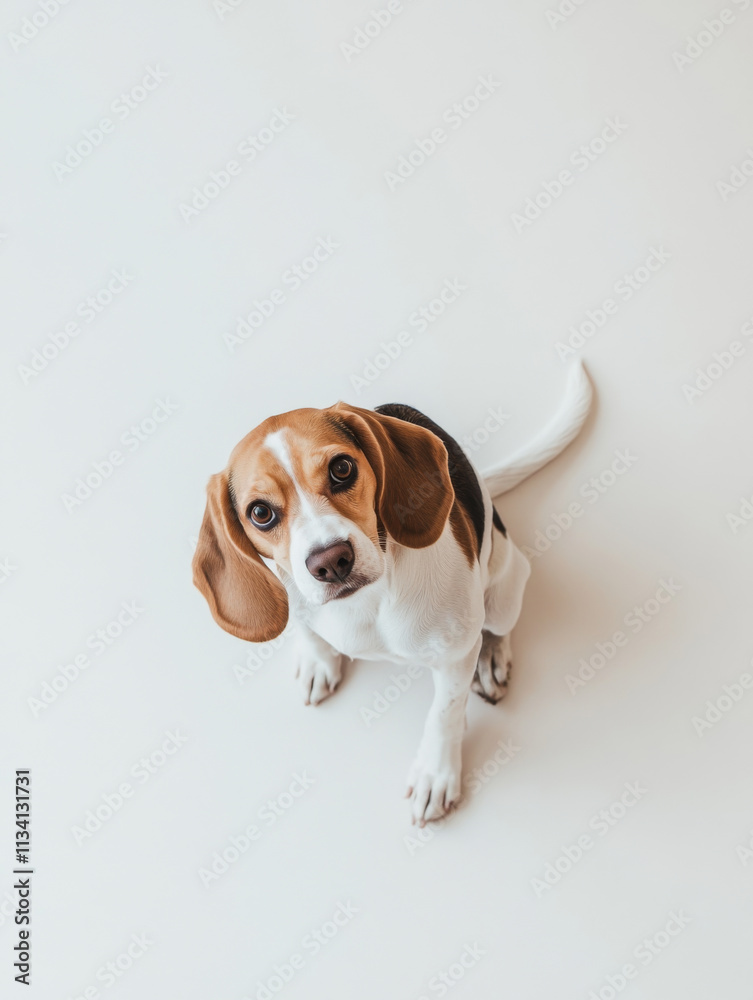 beagle sitting on white background, looking curiously at camera. This adorable dog has playful expression and shiny coat, making it perfect companion beagle sitting on white background, looking curiously at camera. This adorable dog has playful expression and shiny coat, making it perfect companion
