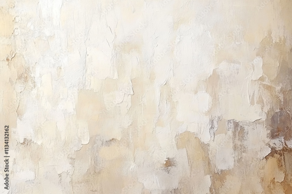 Fototapeta premium A textured, rustic background with an abstract, weathered surface. Earthy tones of beige, cream, and soft brown are blended with hints of gray
