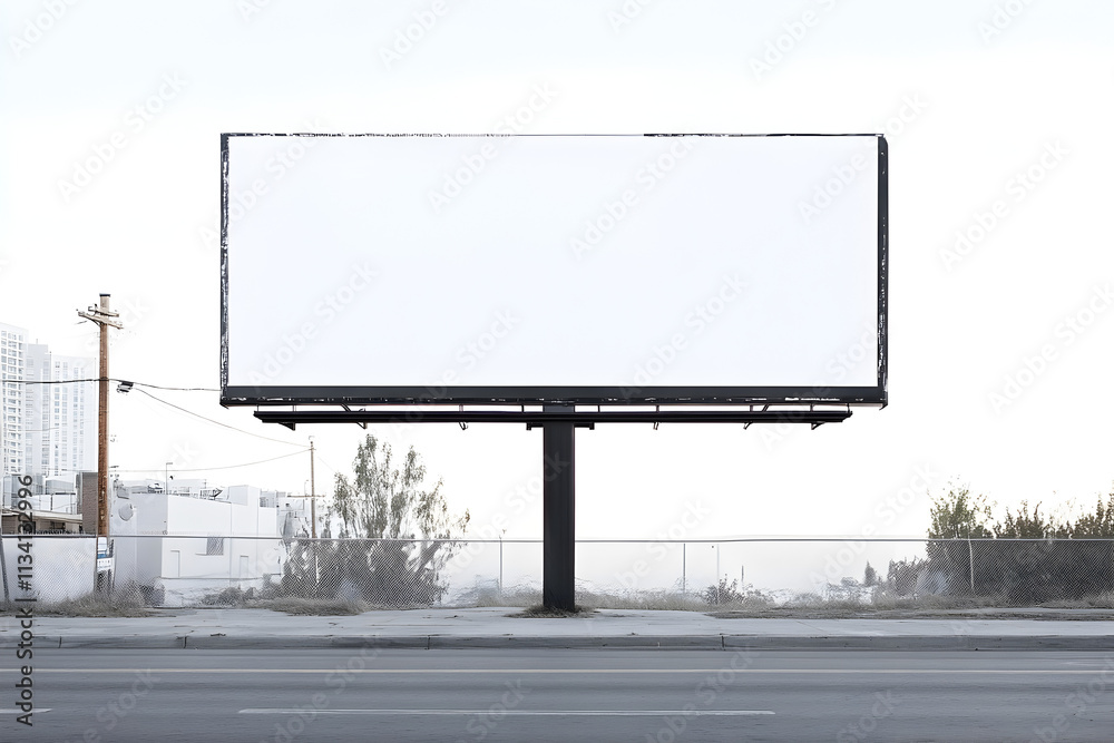 Obraz premium brand new blank billboard, front view, white background