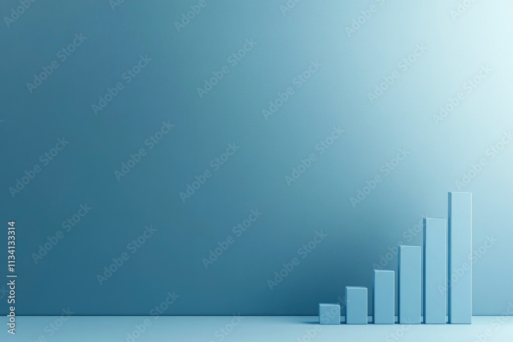 A minimalist bar graph representing growth against a simple blue background. A minimalist bar graph representing growth against a simple blue background.