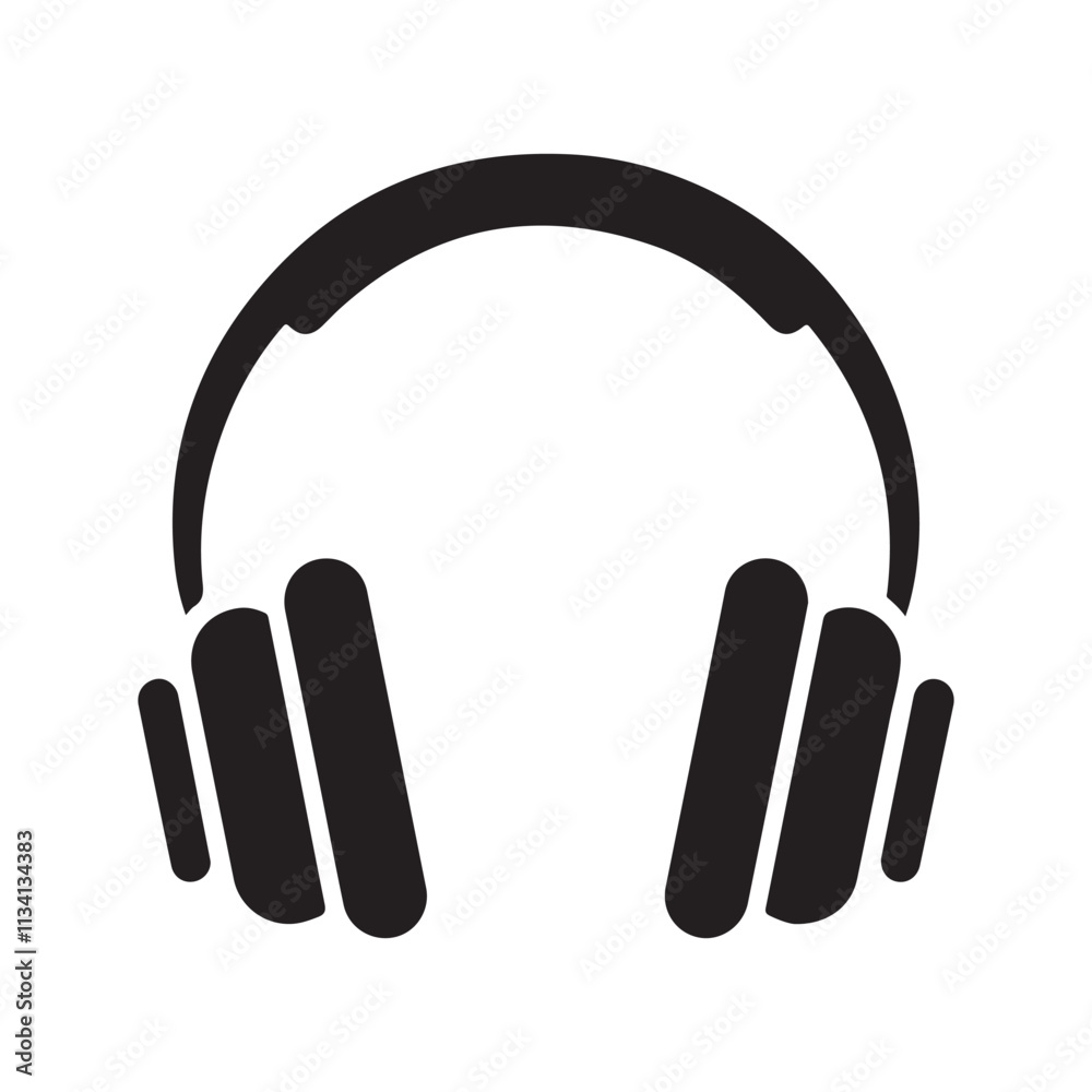 Headphone silhouette icon vector on white background Headphone silhouette icon vector on white background