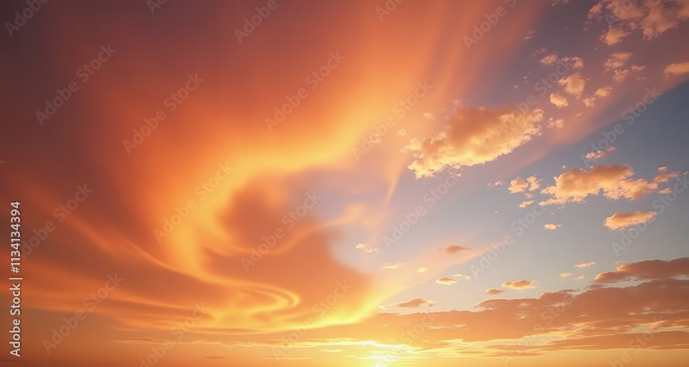 Fototapeta premium Vivid sunset sky with colorful clouds, Generative AI