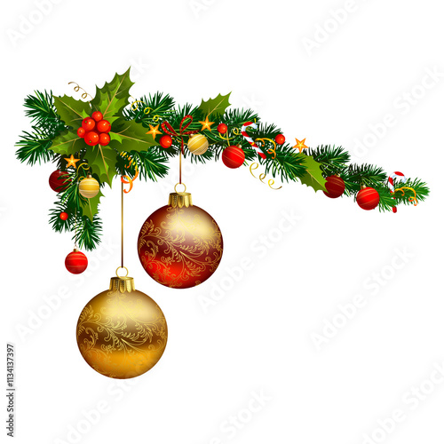 christmas tree branch with balls