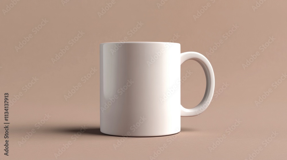 White Mug on Beige Background White Mug on Beige Background
