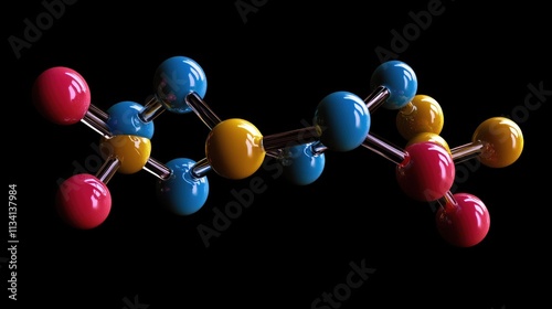 A close-up of a sulfuric acid molecule, showing the central sulfur atom bonded to oxygen atoms and hydrogen in a bent structure photo