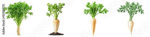 Assortment of fresh organic root vegetables such as carrots parsnips fennel and aromatic herbs like parsley and dill on a natural earthy background