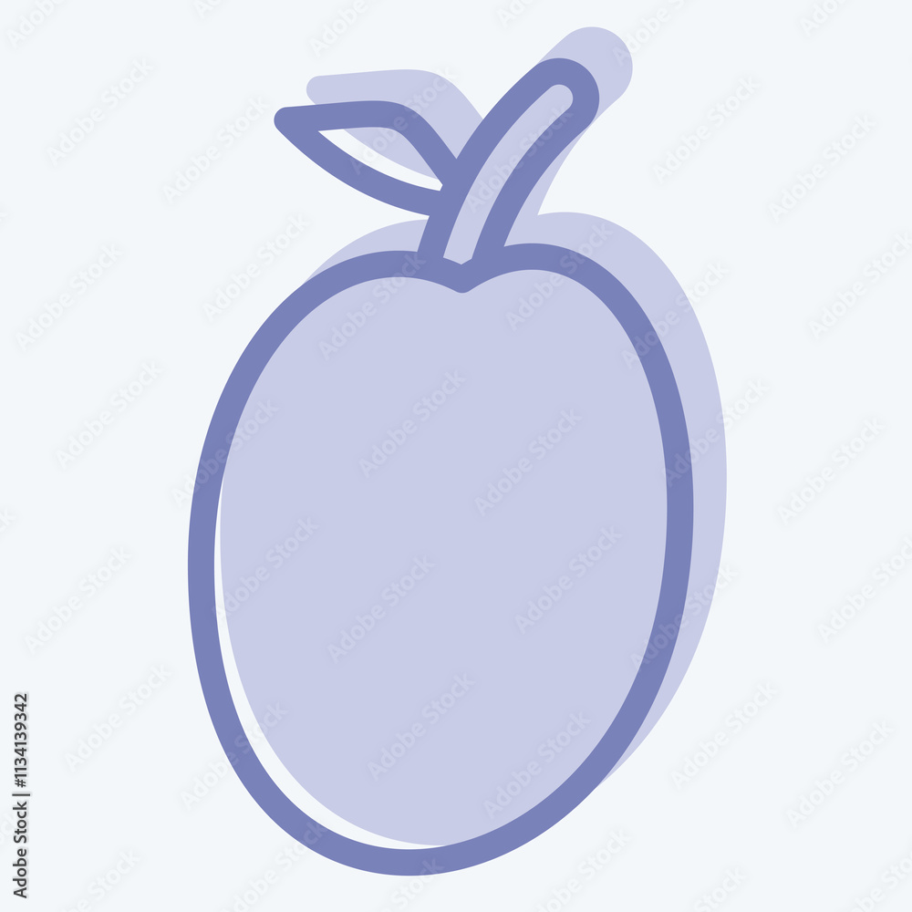 Icon Plum. related to Fruits And Vegetables symbol. two tone style. editable Icon Plum. related to Fruits And Vegetables symbol. two tone style. editable