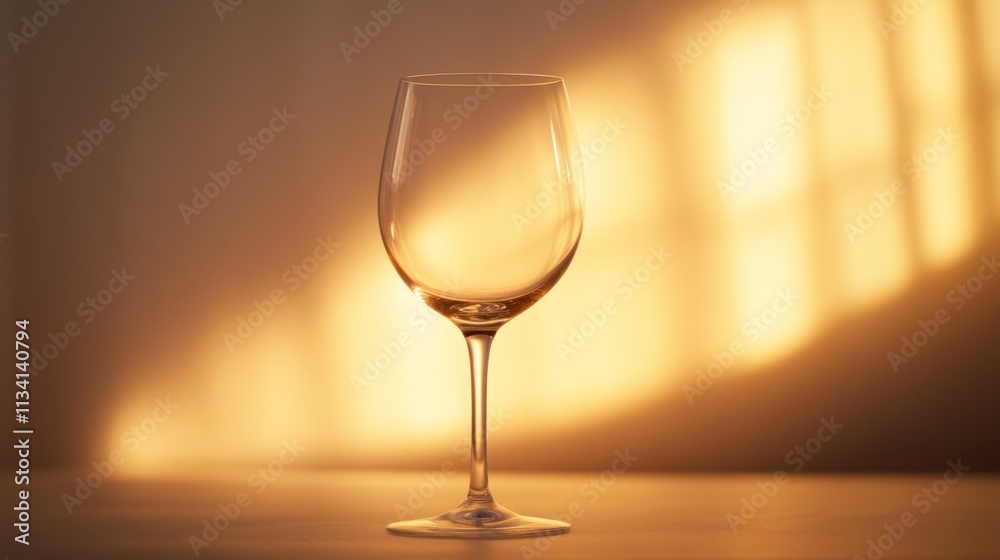 Empty Wine Glass on a Table in Warm Light Empty Wine Glass on a Table in Warm Light