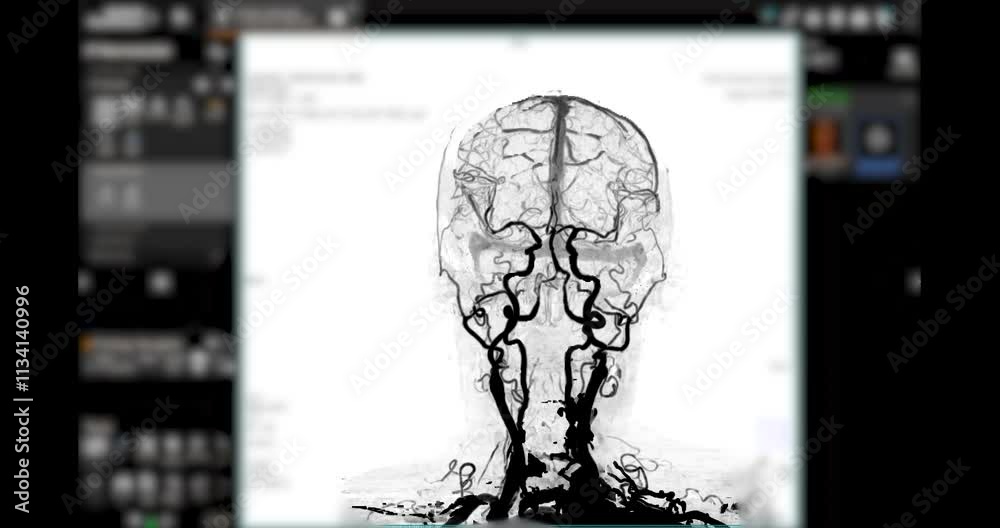 CTA Brain Vascular Footage highlights a detailed 3D CTA scan of the ...