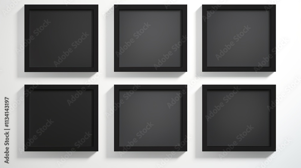 Empty Black Frames on White Wall Empty Black Frames on White Wall