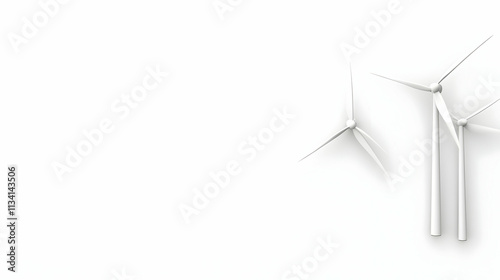 Wind turbines on white background photo