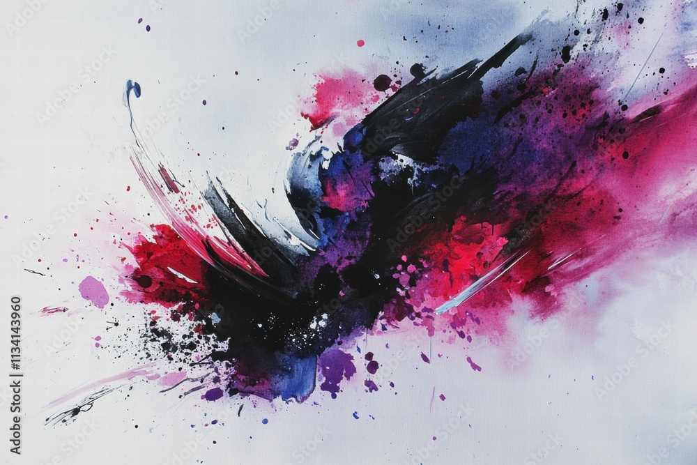 Abstract Watercolor Painting in Pink, Purple, and Black Abstract Watercolor Painting in Pink, Purple, and Black
