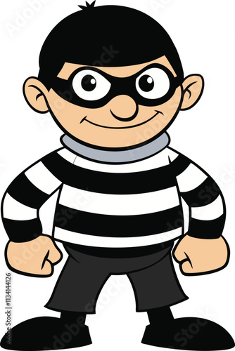 Cartoon Thief:  A mischievous cartoon character dressed in a black and white striped shirt