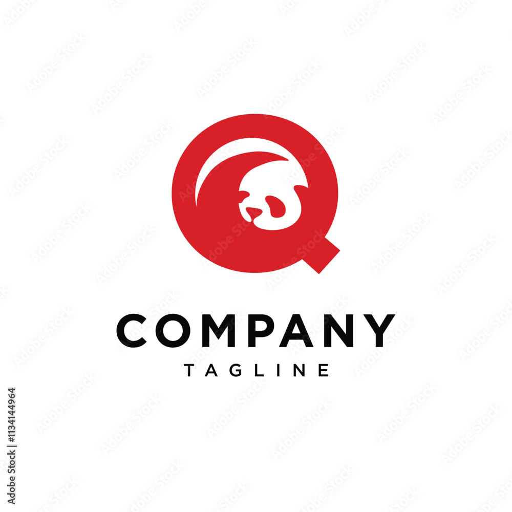 Obraz premium Letter Q Panda Logo Icon Vector