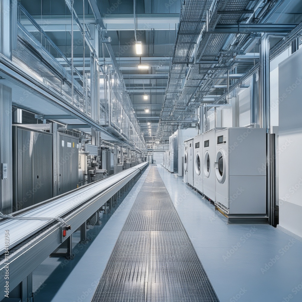 Fototapeta premium Modern Industrial Laundry Facility Interior View