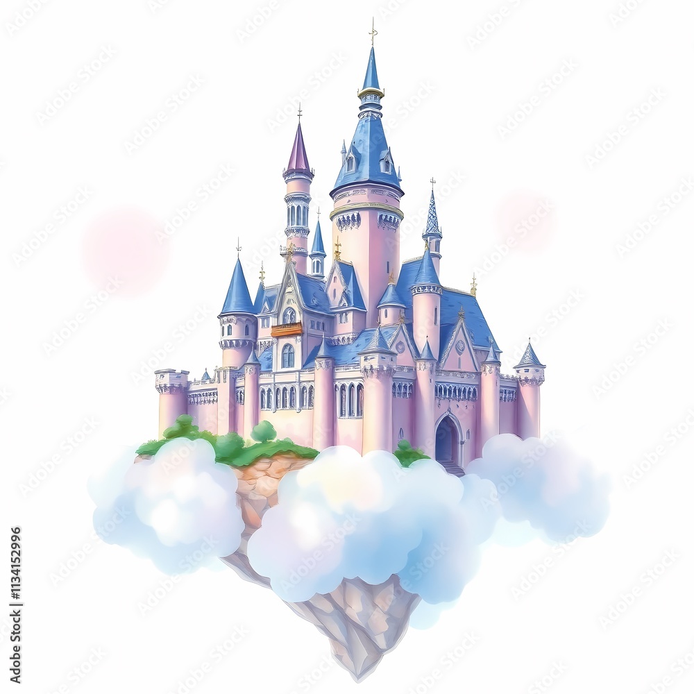 Majestic castle floating on clouds in a dreamlike sky Majestic castle floating on clouds in a dreamlike sky