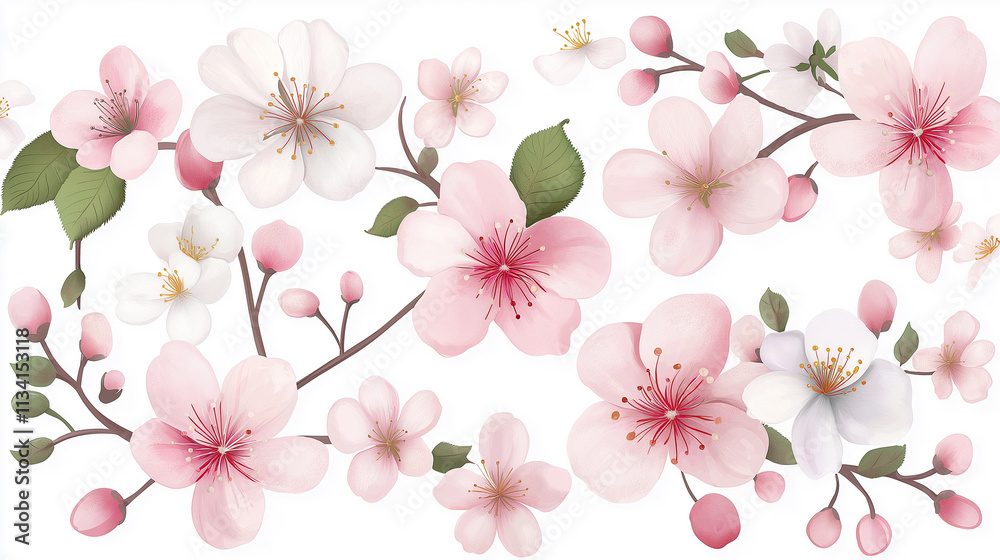 Elegant cherry blossoms with delicate pink tones on Elegant cherry blossoms with delicate pink tones on