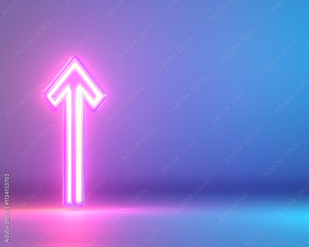 Bright Neon Arrow on Gradient Background Perfect for National Download Day, New Years Eve, Cyber Monday Bright Neon Arrow on Gradient Background Perfect for National Download Day, New Years Eve, Cyber Monday