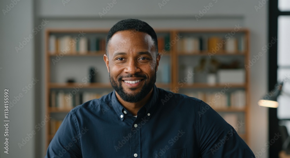 Confident african american male professional in modern office setting Confident african american male professional in modern office setting