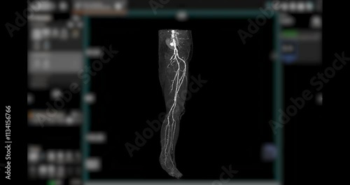 3D CTA of Lower Extremities Footage:
A clear 3D visualization of the femoral artery and lower body skeleton, supporting vascular and orthopedic assessment. photo