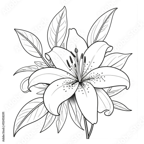 Hand Drawing Line Art Lily Coloring Pages for KDP