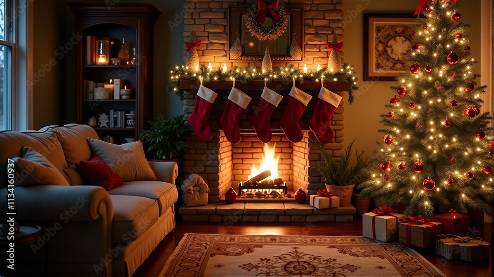 fireplace with christmas tree fireplace with christmas tree