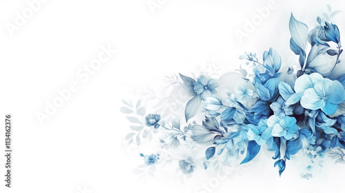 Forget-me-nots on white background blue flowers and petals


