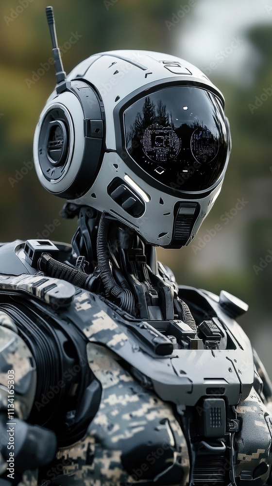 Futuristic Humanoid Robot with Advanced Technology and Detailed Design Showcased in a Natural Environment, Representing Innovation and Modern Robotics Futuristic Humanoid Robot with Advanced Technology and Detailed Design Showcased in a Natural Environment, Representing Innovation and Modern Robotics