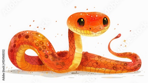 Cute and colorful snake illustration for kids. Cartoon style on white background. Chinese New Year 2025