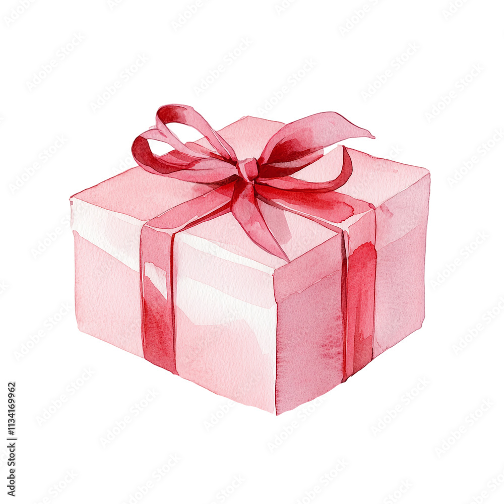 Watercolor illustration of a vibrant pink gift box tied with a ribbon. Perfect for cards, posters, stickers, and crafts. Watercolor illustration of a vibrant pink gift box tied with a ribbon. Perfect for cards, posters, stickers, and crafts.