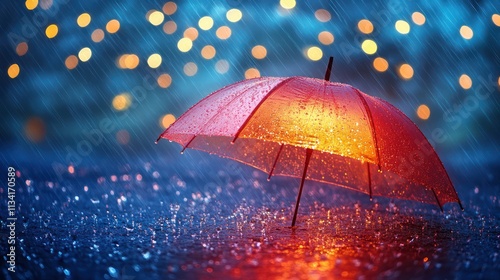 Wallpaper Mural Rainy Night, Illuminated Umbrella Torontodigital.ca