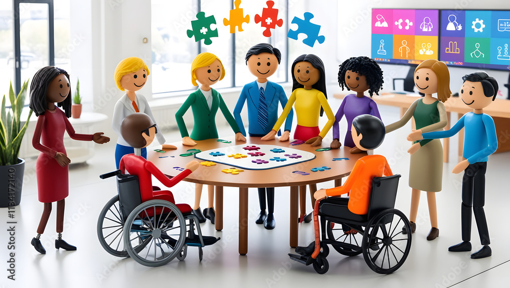 Collaborative Team Meeting in an Inclusive Modern Office Environment Collaborative Team Meeting in an Inclusive Modern Office Environment