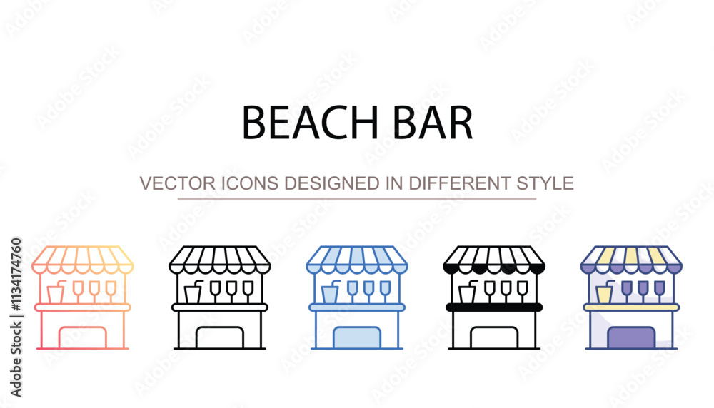 Fototapeta premium Beach bar icon design with white background stock illustration