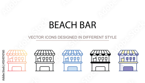 Beach bar icon design with white background stock illustration